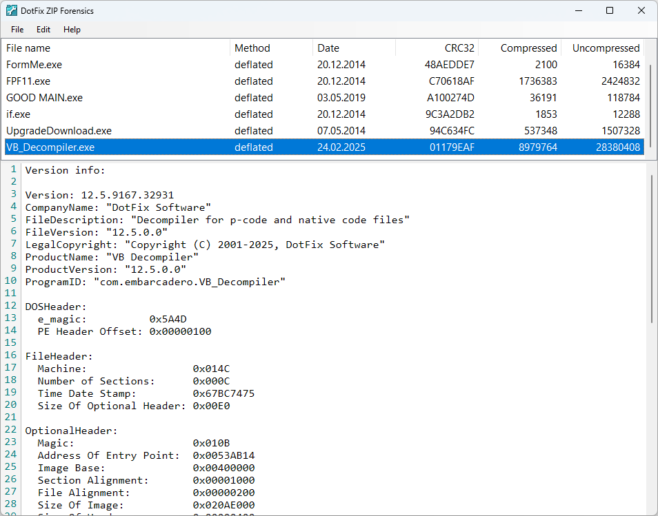 DotFix ZIP Forensics EXE files recovery