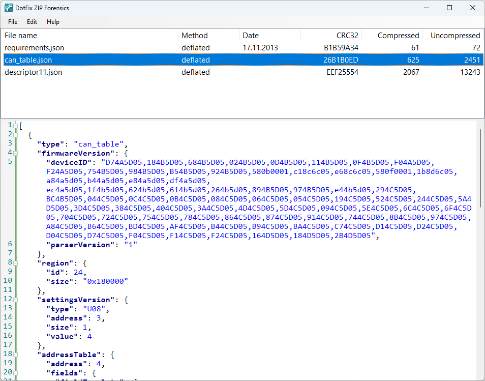 DotFix ZIP Forensics Json recovery