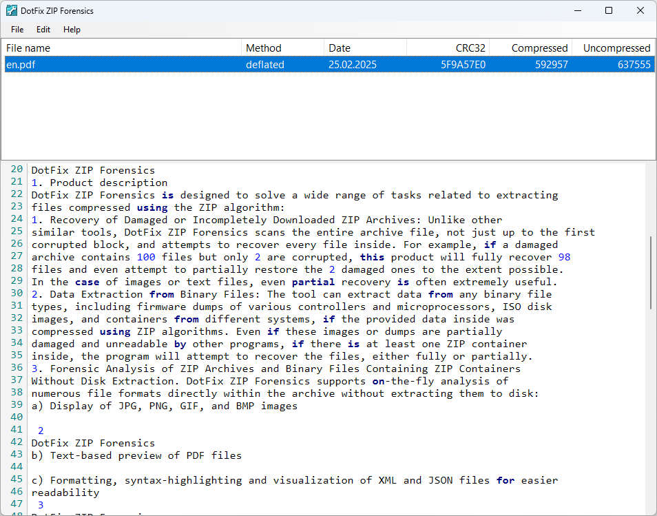 DotFix ZIP Forensics PDF recovery