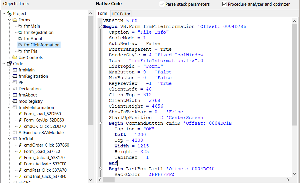 DotFix NiceProtect - Visual Basic before obfuscation