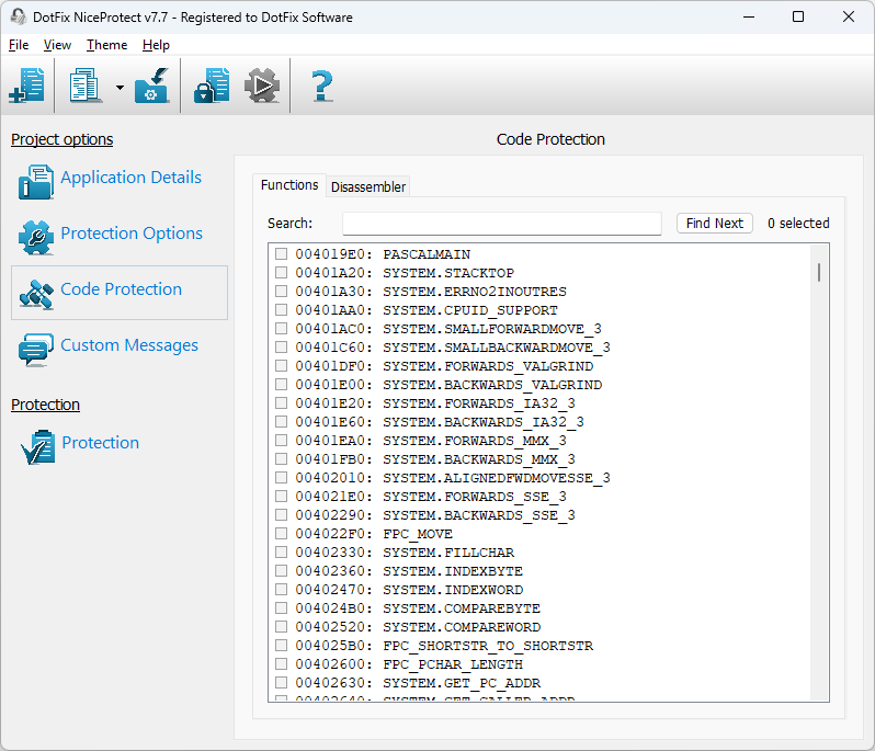 DotFix NiceProtect protects Lazarus FreePacal compiled code using the MAP file