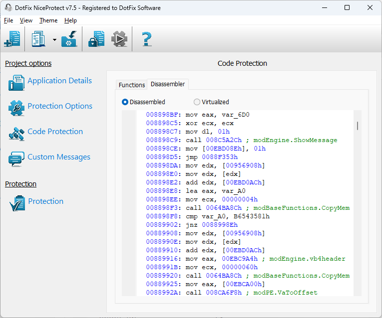 DotFix NiceProtect code virtualization