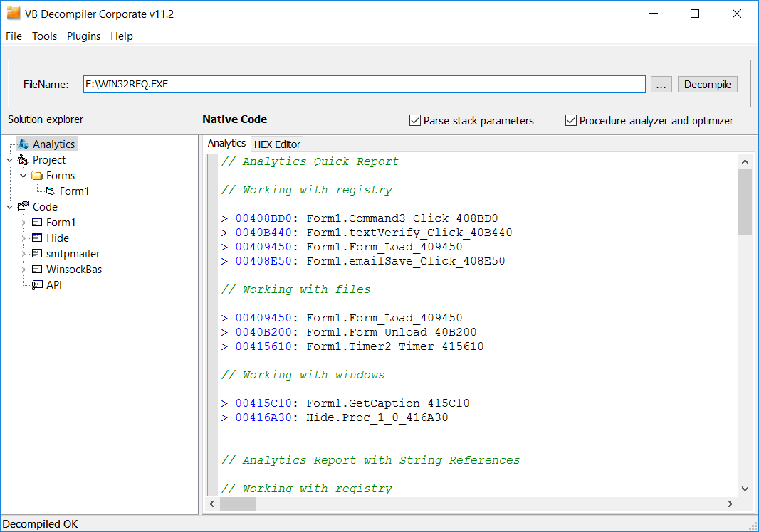 VB Decompiler Analytic Features - How it works