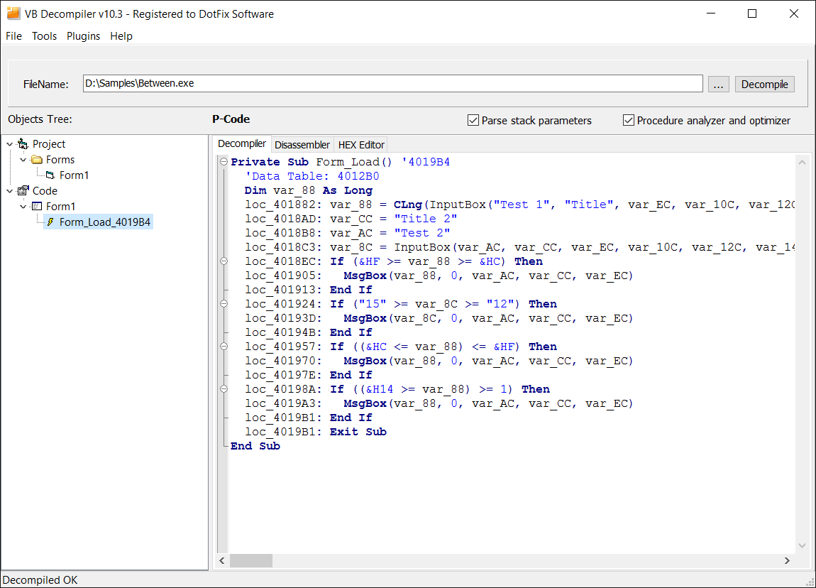 VB Decompiler bug fixes