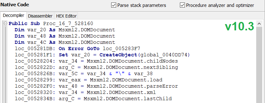 VB Decompiler create_object v10.3