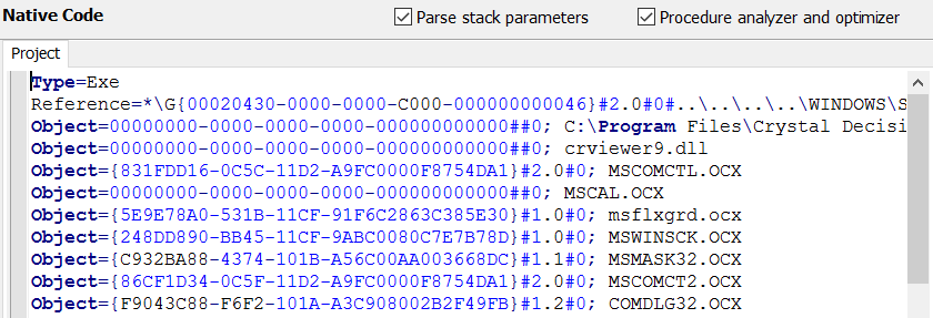 VB Decompiler - Decompiling calls from unknown ActiveX components