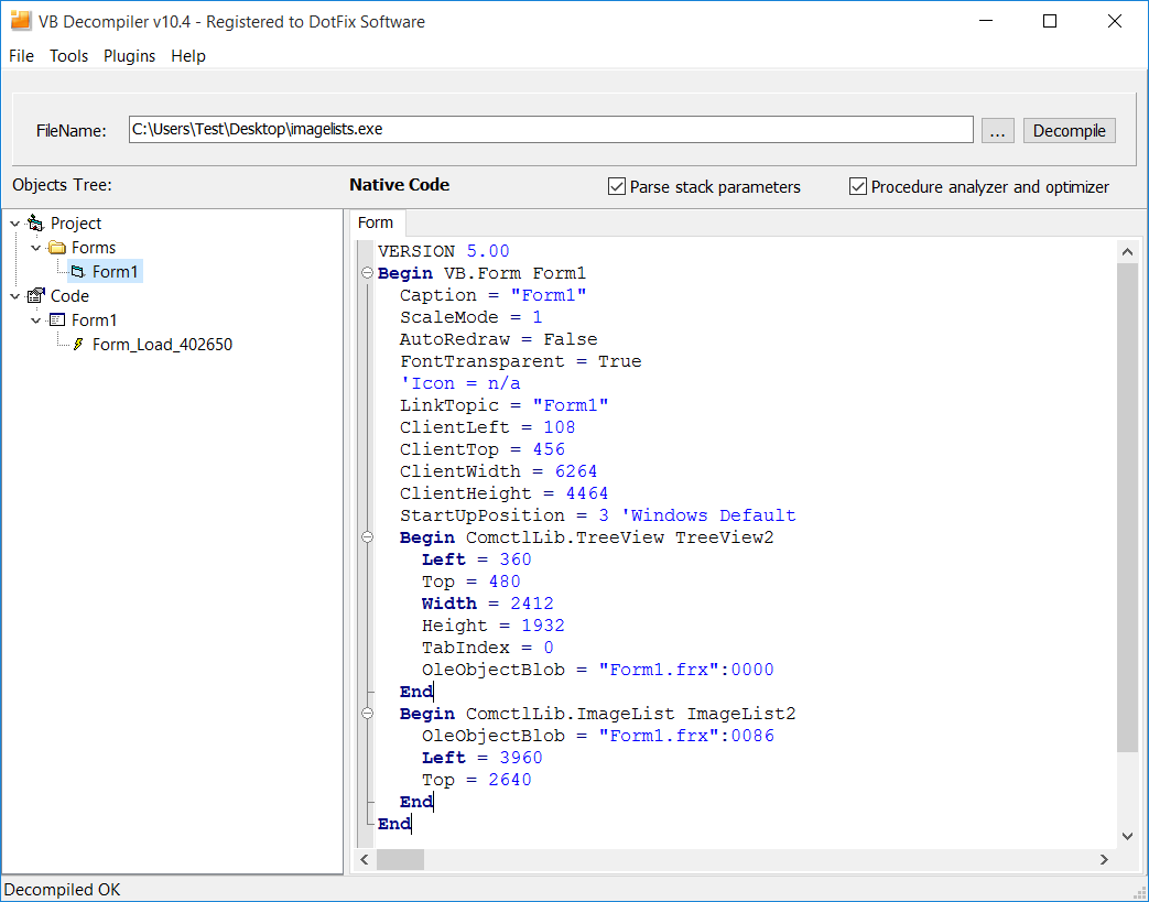 VB Decompiler Visual Basic 6.0 form decompiler