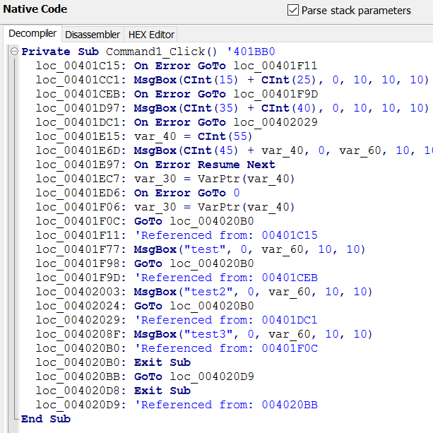 VB Decompiler - On Error VB6