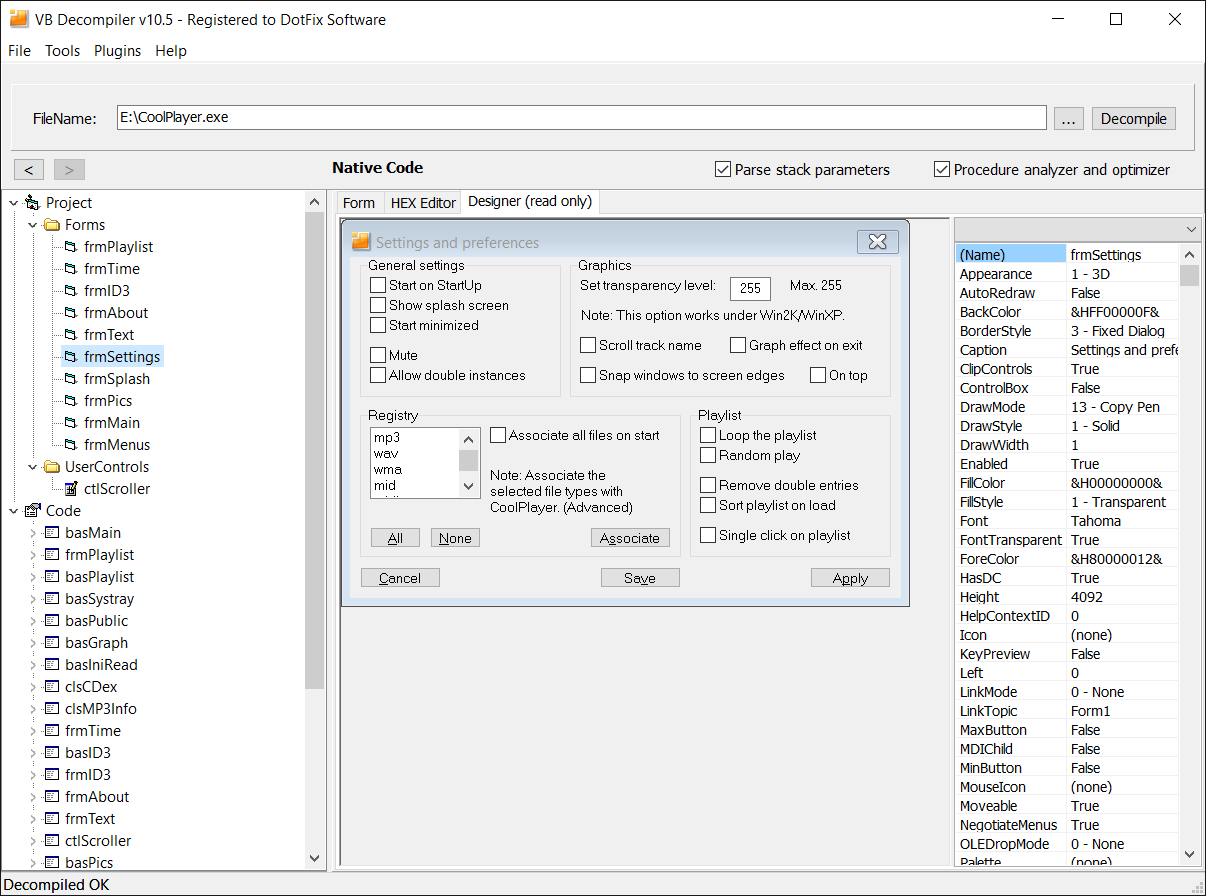 VB Decompiler Visual Basic 6.0 GUI Designer