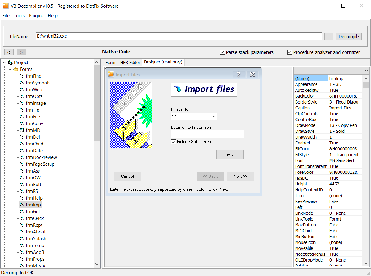 VB Decompiler Visual Basic 6.0 GUI Designer 2