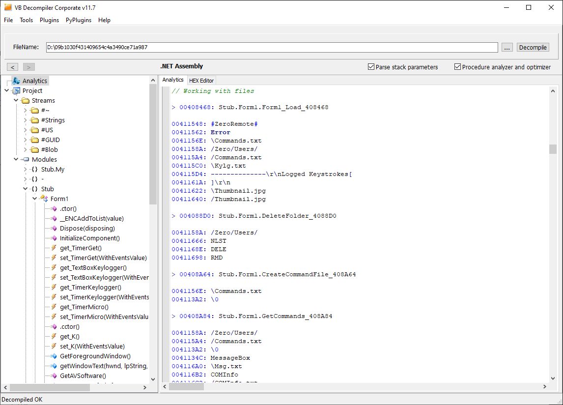 VB Decompiler C# and Visual Basic .NET files parsing in Analytic Features