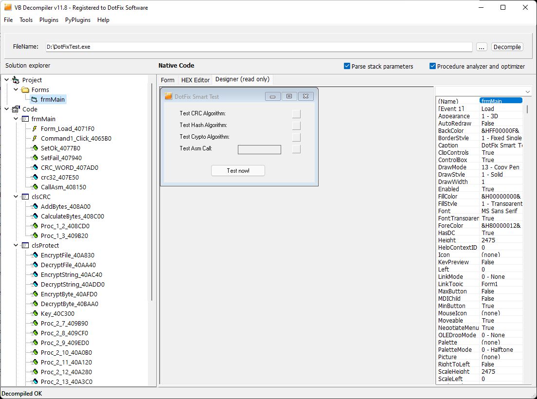 VB Decompiler UI decompilation for Visual Basic 6.0