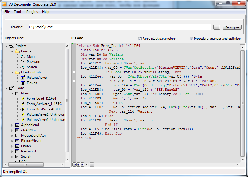 VB Decompiler v9.0