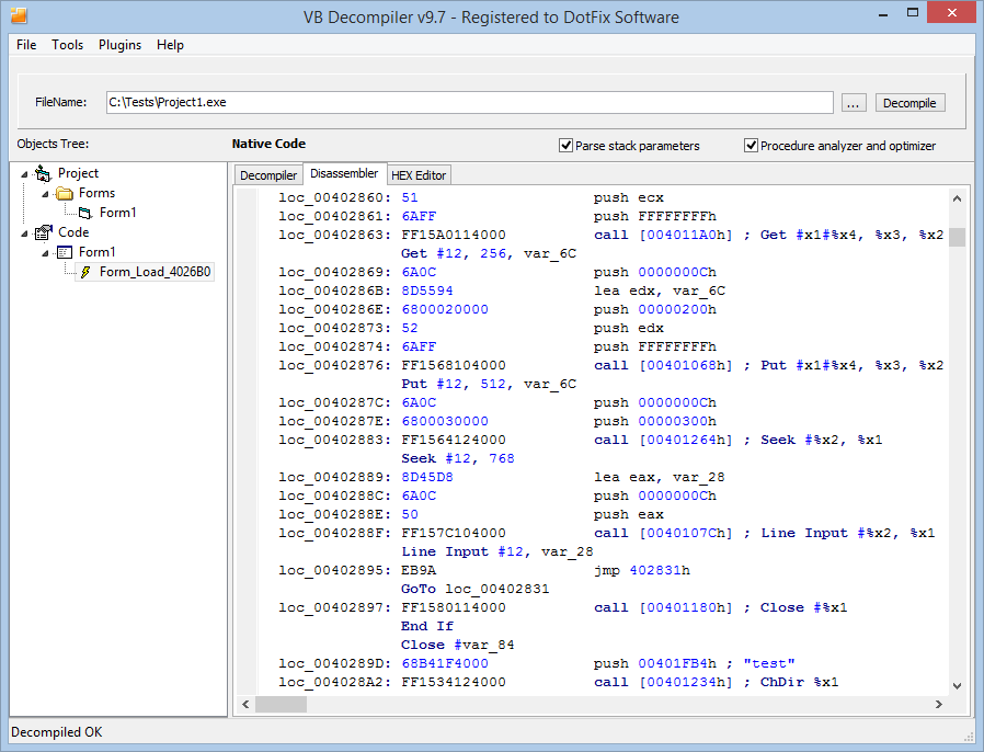 VB Decompiler copy decompiled code to disassembler 2